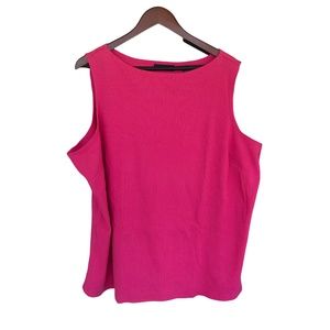 Karen Scott Womens Tank Top 3X Pink Boat Neck Sleeveless Ribbed Knit